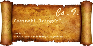 Csetneki Iringó névjegykártya